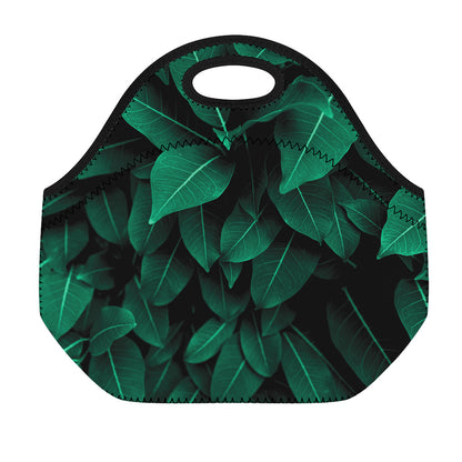 Natural Green Leaf Print Neoprene Lunch Bag