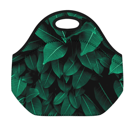 Natural Green Leaf Print Neoprene Lunch Bag