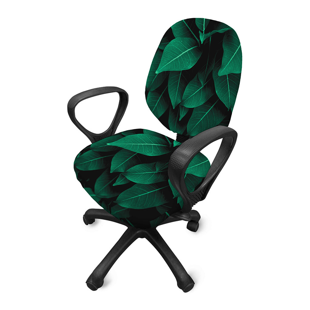 Natural Green Leaf Print Office Chair Cover
