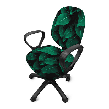 Natural Green Leaf Print Office Chair Cover