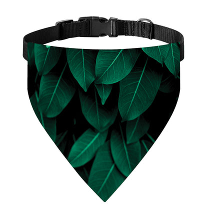 Natural Green Leaf Print Over The Collar Dog Bandana