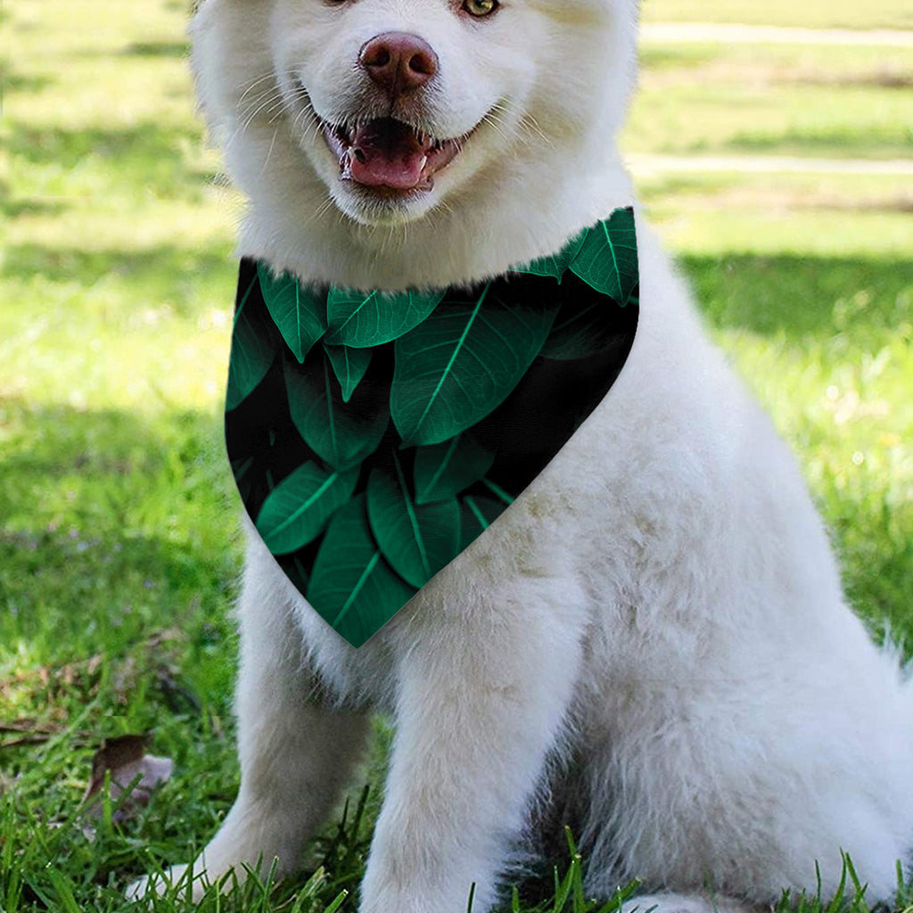 Natural Green Leaf Print Over The Collar Dog Bandana