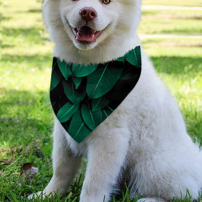 Natural Green Leaf Print Over The Collar Dog Bandana