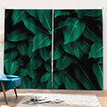 Natural Green Leaf Print Pencil Pleat Curtains