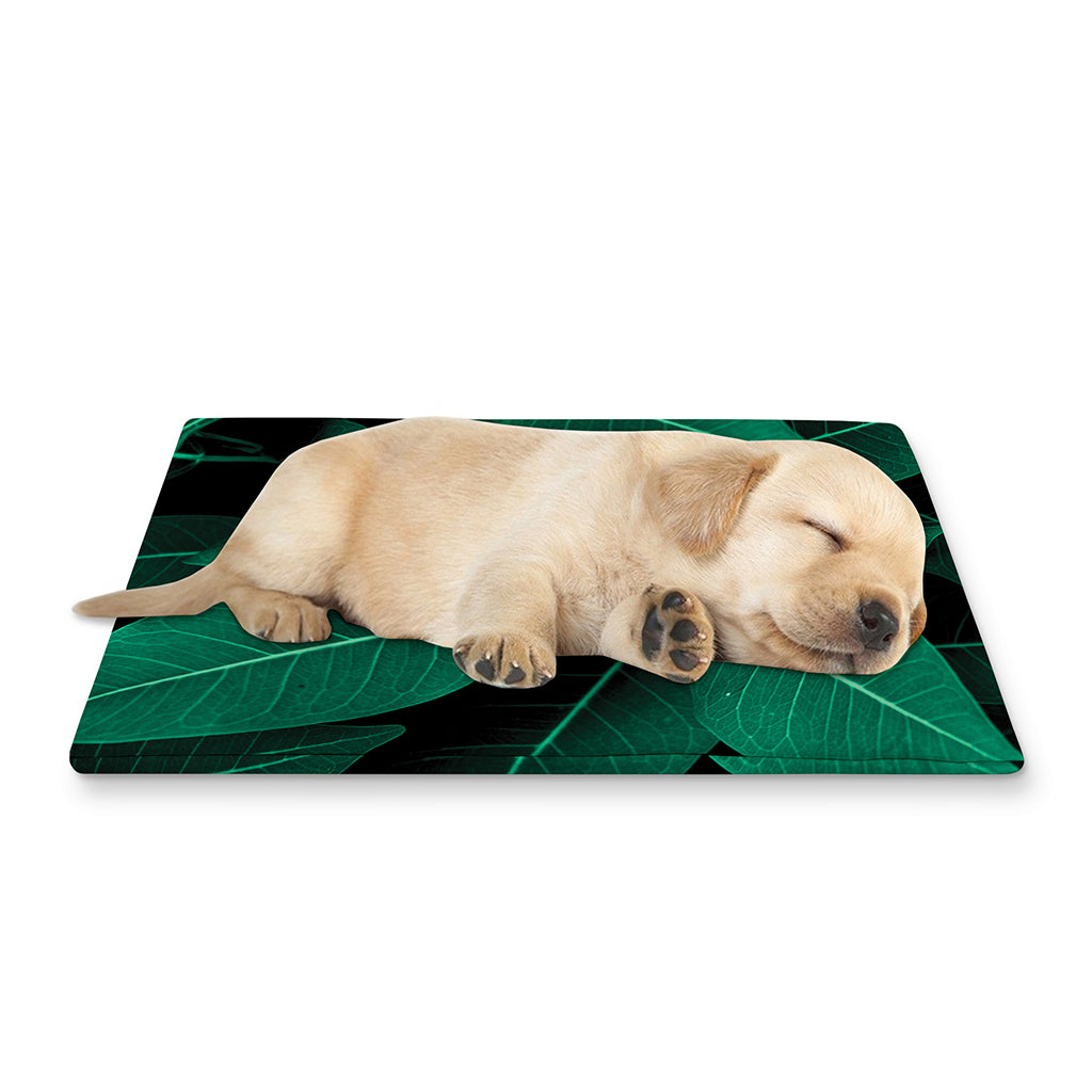 Natural Green Leaf Print Pet Cooling Mat Cover