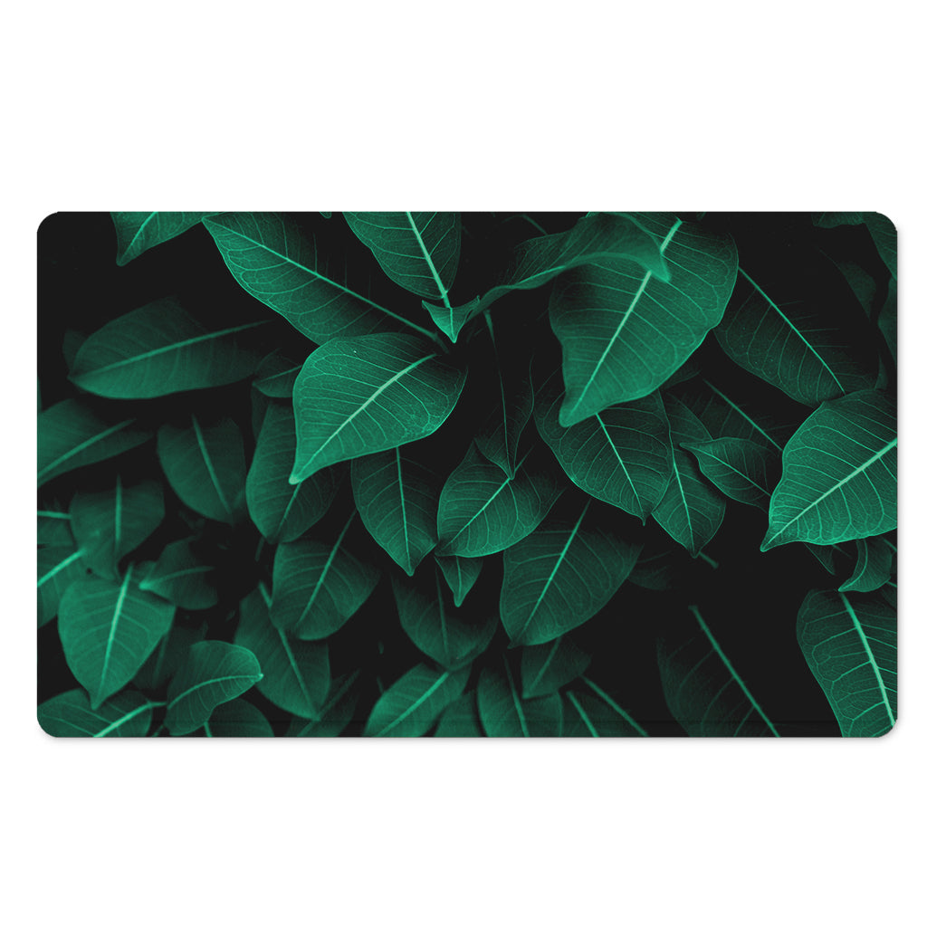 Natural Green Leaf Print Polyester Doormat