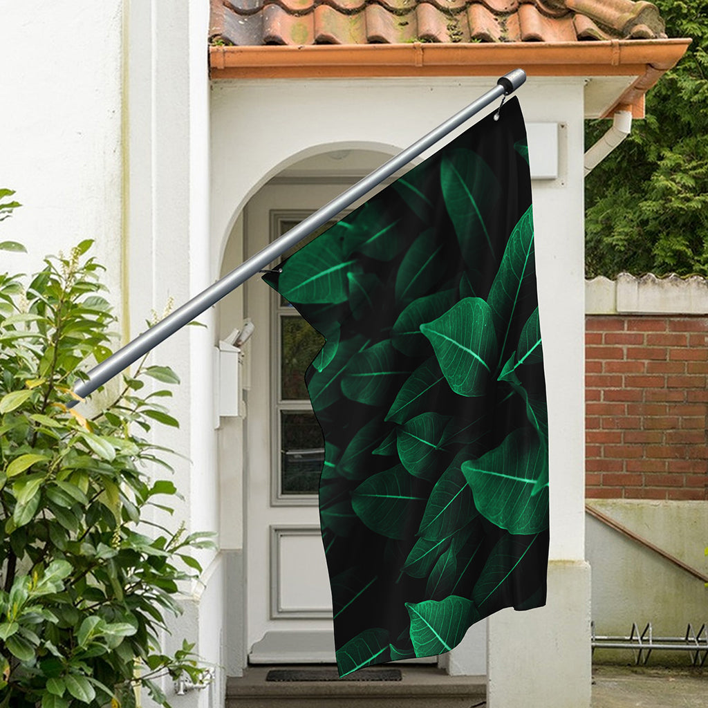 Natural Green Leaf Print Polyester Flag