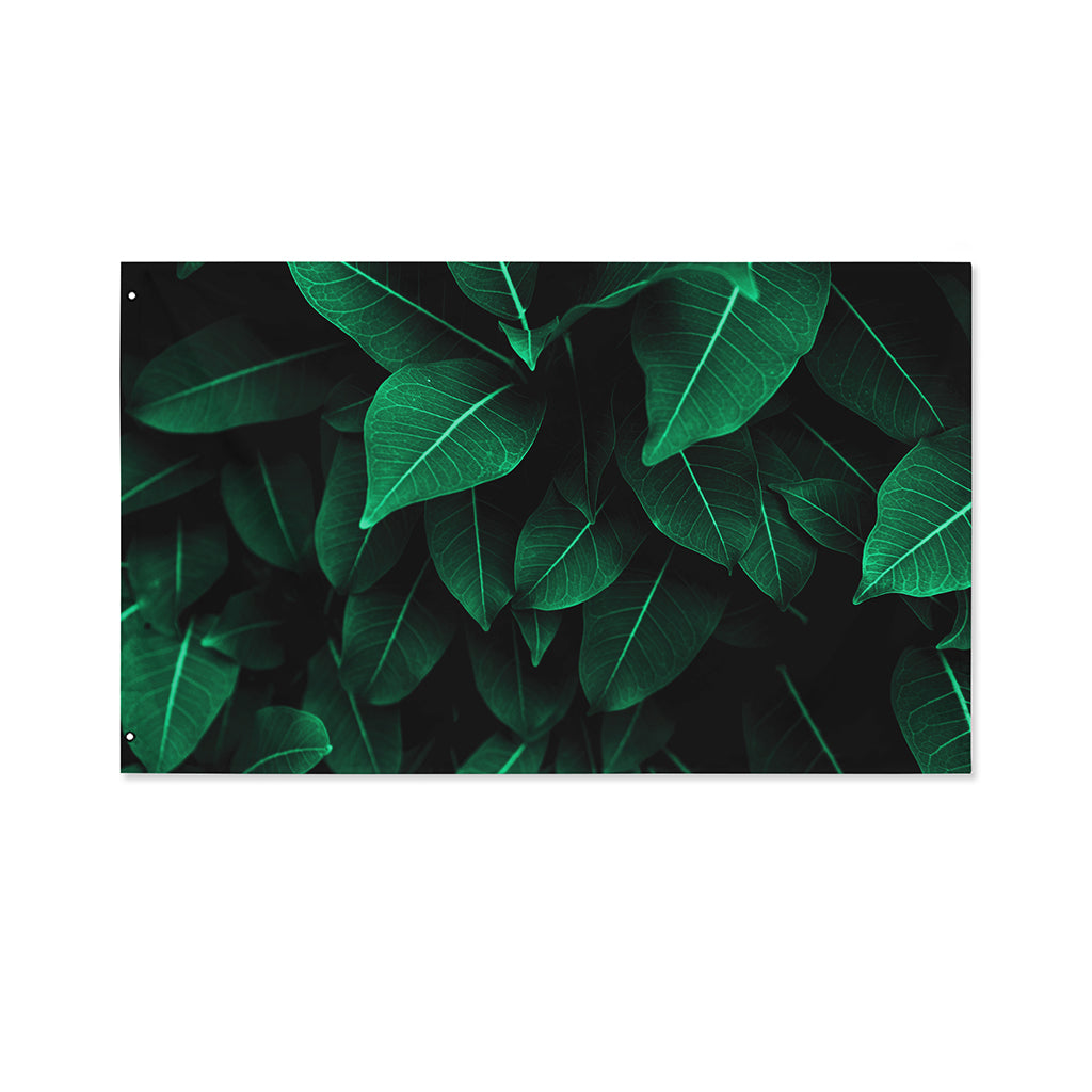 Natural Green Leaf Print Polyester Flag