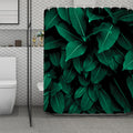 Natural Green Leaf Print Polyester Shower Curtain