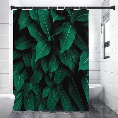 Natural Green Leaf Print Premium Shower Curtain