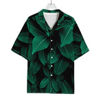 Natural Green Leaf Print Rayon Hawaiian Shirt