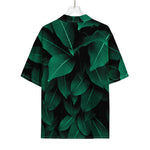 Natural Green Leaf Print Rayon Hawaiian Shirt