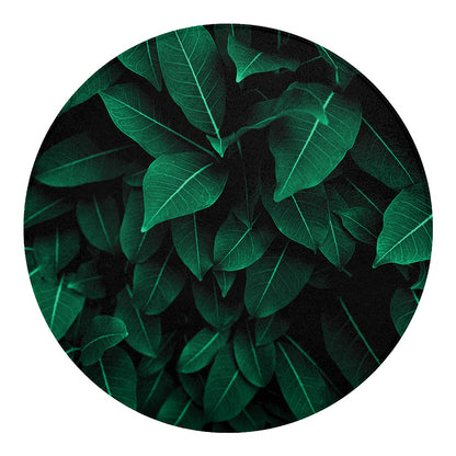 Natural Green Leaf Print Round Blanket