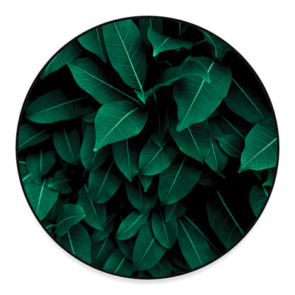 Natural Green Leaf Print Round Floor Mat