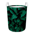 Natural Green Leaf Print Round Laundry Basket