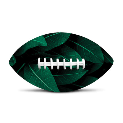 Natural Green Leaf Print Rugby Ball