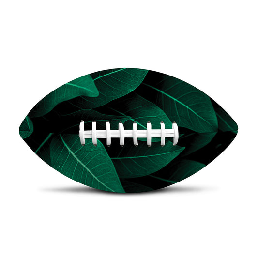 Natural Green Leaf Print Rugby Ball