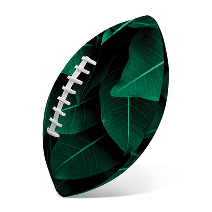 Natural Green Leaf Print Rugby Ball