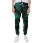 Natural Green Leaf Print Scuba Joggers