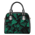Natural Green Leaf Print Shoulder Handbag