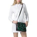 Natural Green Leaf Print Shoulder Handbag