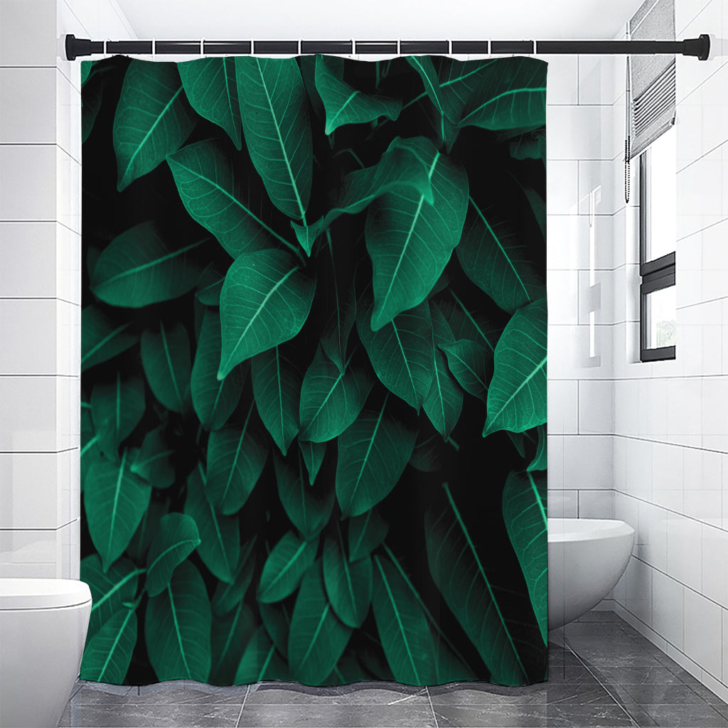 Natural Green Leaf Print Shower Curtain
