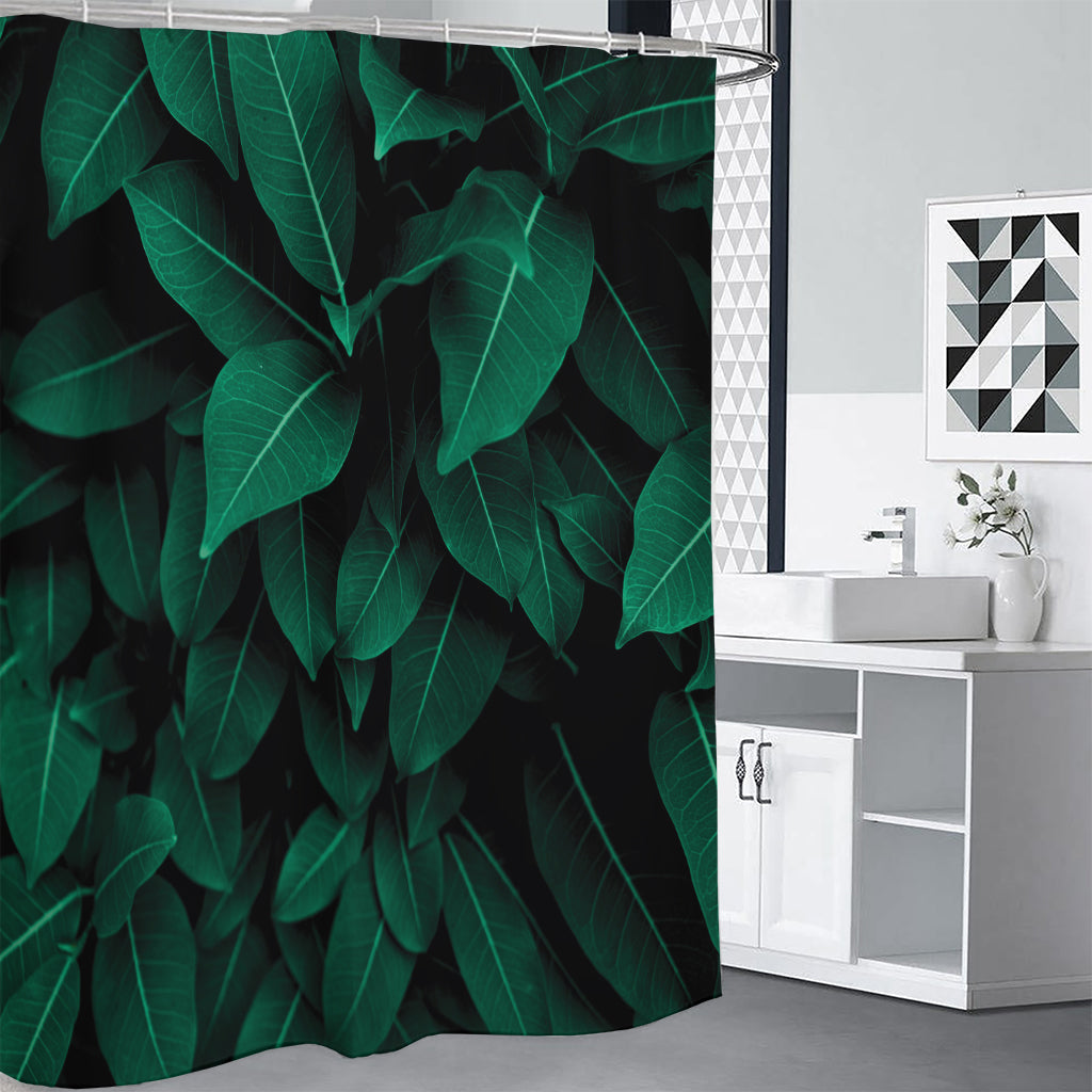 Natural Green Leaf Print Shower Curtain