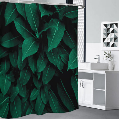 Natural Green Leaf Print Shower Curtain
