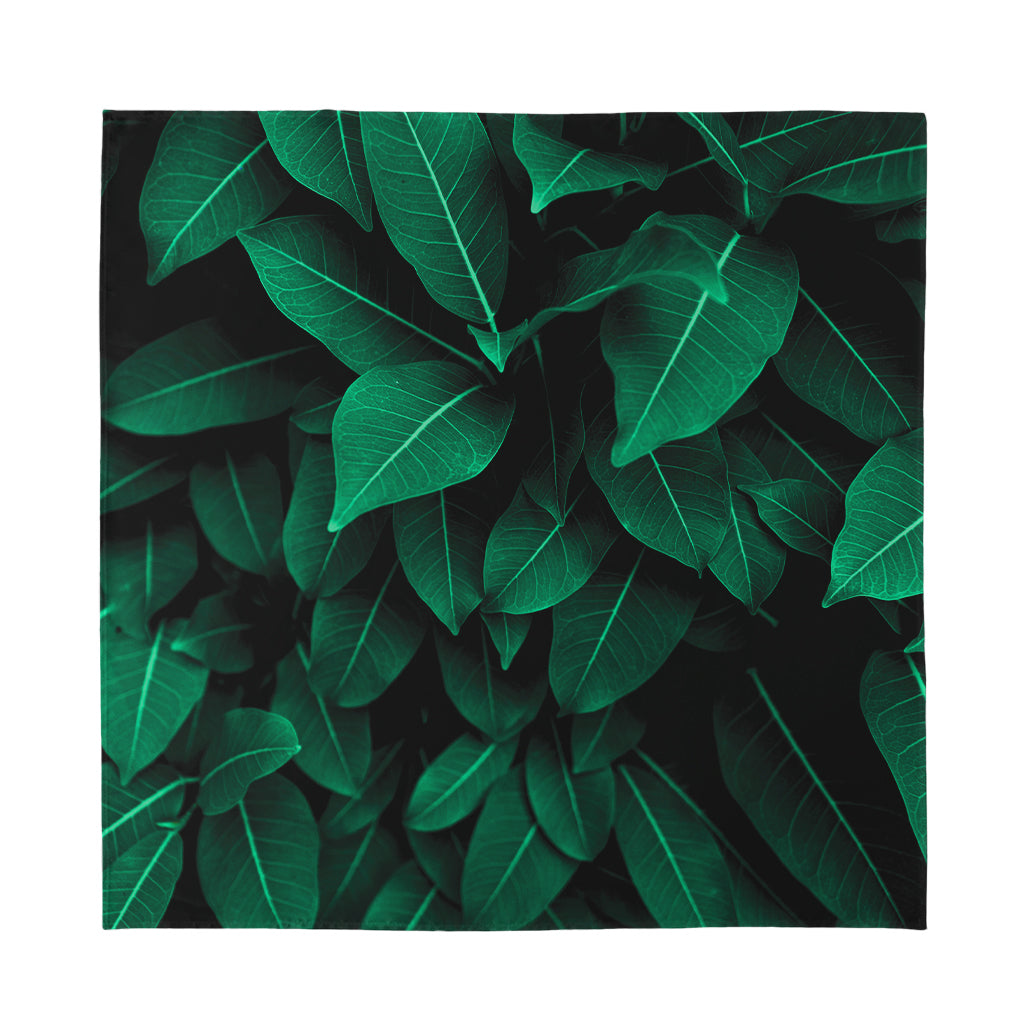 Natural Green Leaf Print Silk Bandana