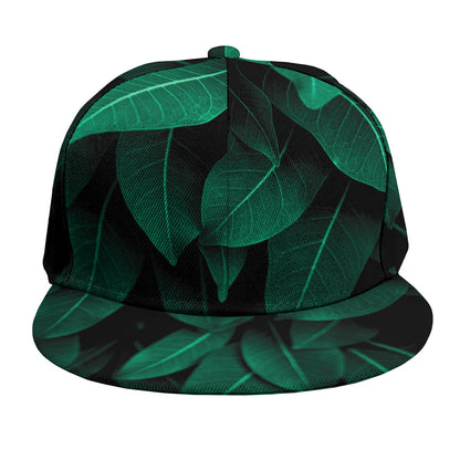 Natural Green Leaf Print Snapback Cap