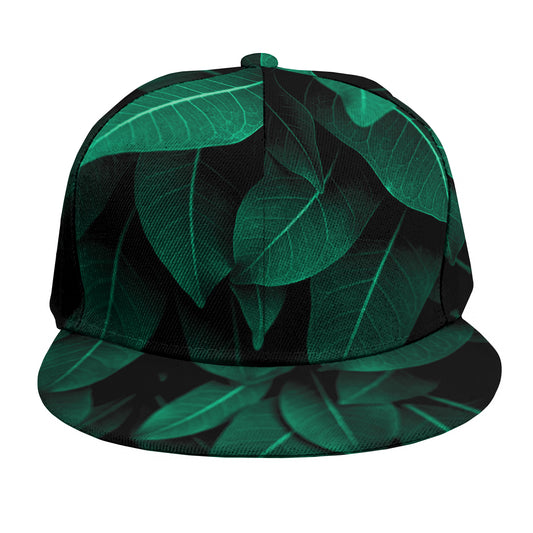 Natural Green Leaf Print Snapback Cap