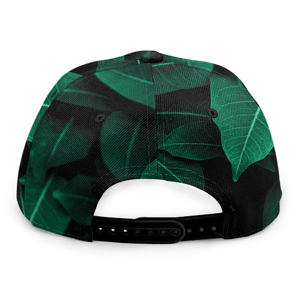 Natural Green Leaf Print Snapback Cap