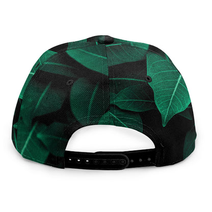 Natural Green Leaf Print Snapback Cap