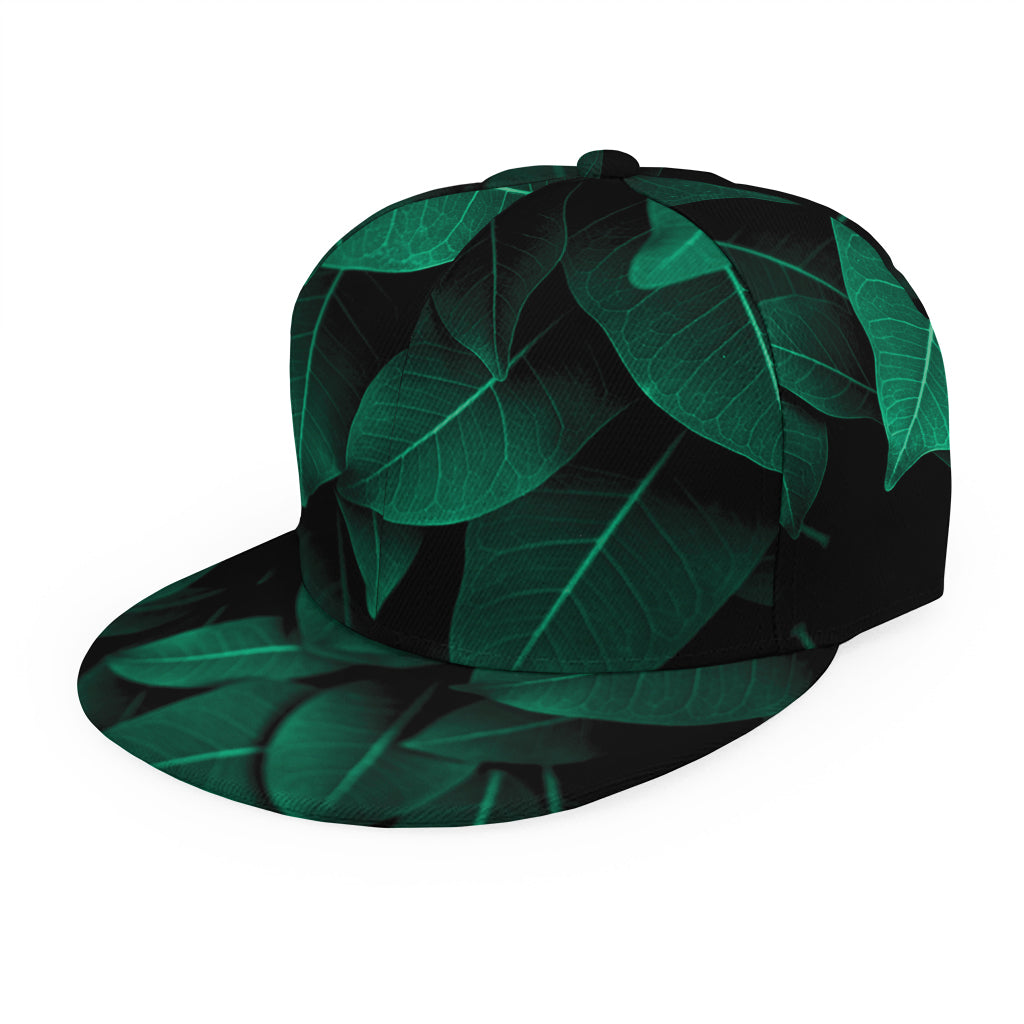 Natural Green Leaf Print Snapback Cap