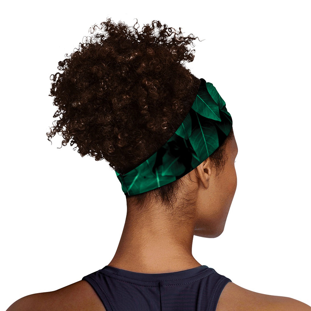 Natural Green Leaf Print Sports Headband