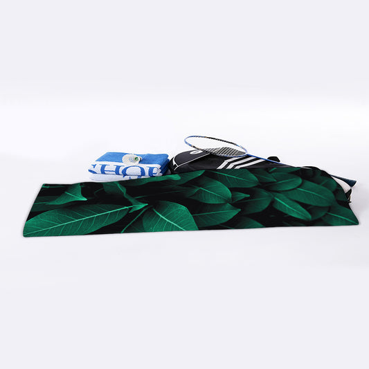 Natural Green Leaf Print Sports Towel