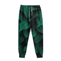 Natural Green Leaf Print Sweatpants