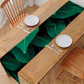 Natural Green Leaf Print Table Runner