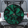 Natural Green Leaf Print Tire Cover With Camera Hole