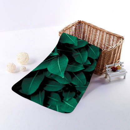 Natural Green Leaf Print Towel