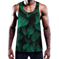 Natural Green Leaf Print Men's Workout Tank Top
