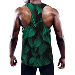 Natural Green Leaf Print Training Tank Top
