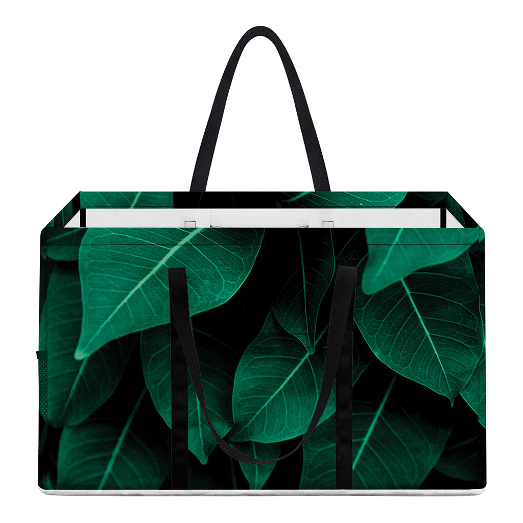 Natural Green Leaf Print Utility Tote Bag