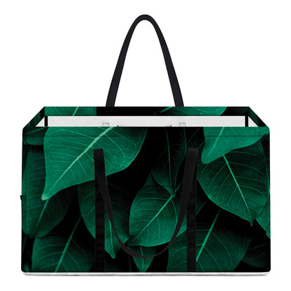 Natural Green Leaf Print Utility Tote Bag