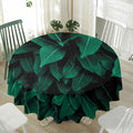 Natural Green Leaf Print Waterproof Round Tablecloth