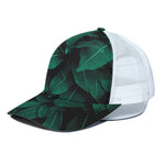 Natural Green Leaf Print White Mesh Trucker Cap