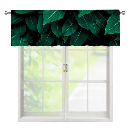 Natural Green Leaf Print Window Valance