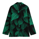 Natural Green Leaf Print Women's Blazer