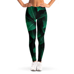 Natural Green Leaf Print Women's Leggings