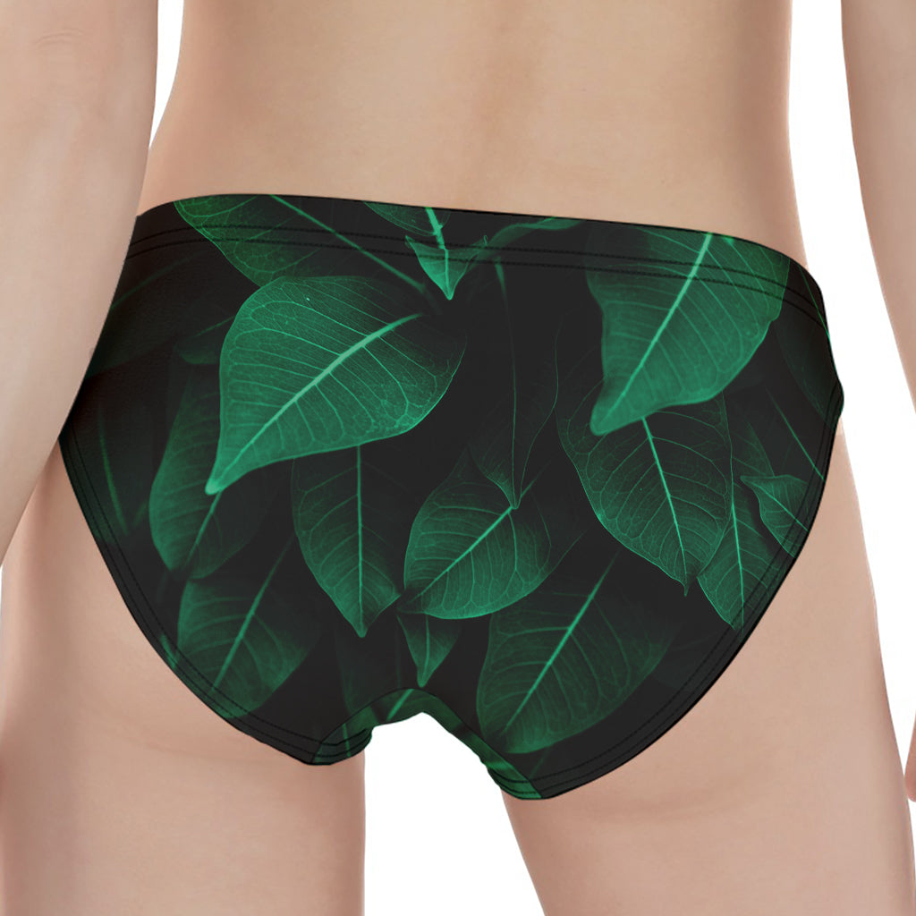 Natural Green Leaf Print Women's Panties